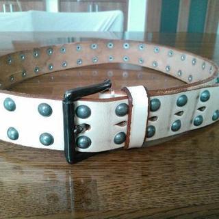 vintage  worksオフホワイト男性用ベルト