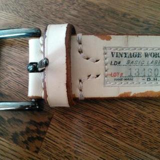 vintage  worksオフホワイト男性用ベルトの画像