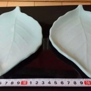 益子焼 リーフ 葉っぱ お皿 2点セットの画像