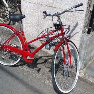 赤い自転車の画像