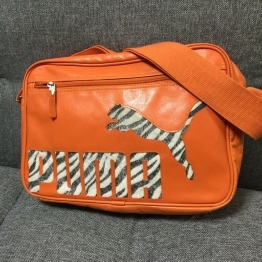PUMA スポーツバッグ スクールバッグ オレンジレザーハラコロゴ