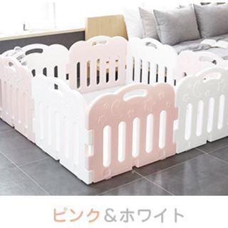 Caraz(カラズ) ベビーサークル ベビーゲート パネル８枚セット ピンク＆ホワイトの画像