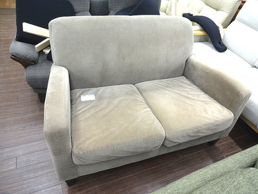 札幌 引き取り 2Pソファ/2人用ソファ 布張り アイボリー系 2人掛けソファ