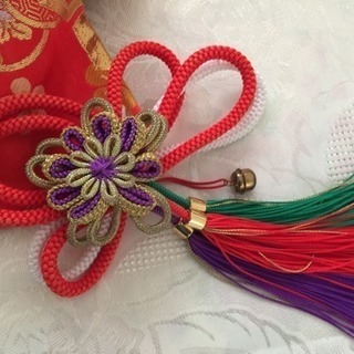 🎀 七五三 晴着 🎀  の 作り帯 部分のみ  リメイク ハンドメイド  リフォーム  和柄 ハギレ 和装髪飾り　七歳 帯 ヒモ 紐 和装 和装  組紐 組みひも 組み紐 卒業式  袴 着物 はかま 髪飾り りぼん 布 ハンドメイドリボン 和装髪飾り 振袖  成人式  卒業式 の画像