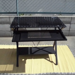 ニトリ ガラスパソコンデスク ダイヤモンド80 ブラック 中古品...