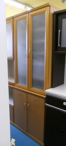 札幌 高さ210cm 飴色 大きめ食器棚 キッチン 収納 大型 観音開き