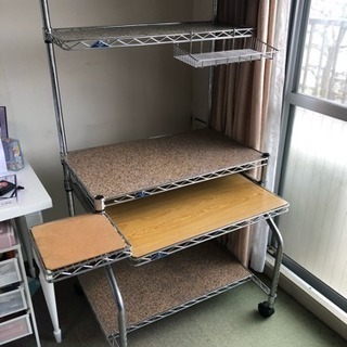 パソコンデスク メタルラック スライド引き出し
