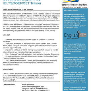 English Teacher School・Kagoshima・Online・ オーストラリア政府認定の Certificate Ⅳ in TESOLの画像