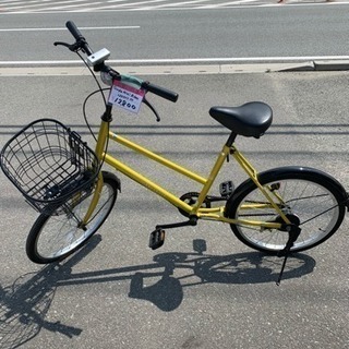 ☆中古品 黄色のシンプルな自転車 LEDライト付き カゴ取り外し出来ます。☆