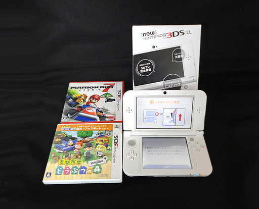 美品 任天堂 3DS LL 本体 パールホワイト◇マリオカート7+とびだせ どうぶつの森 セット 札幌市 白石区 東札幌