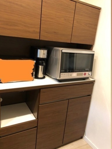 日本製 食器棚 キッチンボード ウォールナットカラー ◆4月中お引取りに来れる方限定