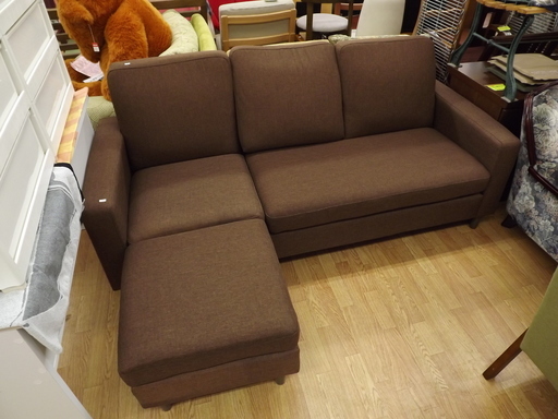 カウチソファ　Ｌ字ソファ　ファブリック　ダークブラウン　幅:１８４ｃｍ　札幌　西岡店