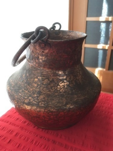 銅製 打ち出し 手作り壺 花瓶 骨董 アンティーク壺