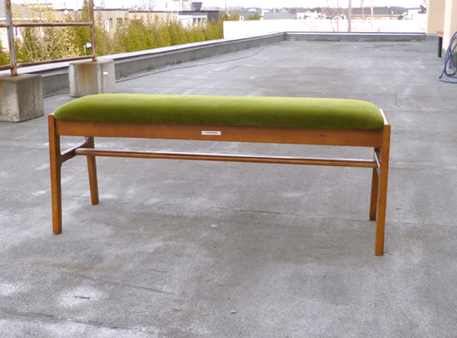 カリモク60+ ベンチ モケットグリーン 幅107cm ゴムの木 イス 椅子 チェア ☆ PayPay(ペイペイ)決済可能 ☆ 札幌市 清田区 平岡