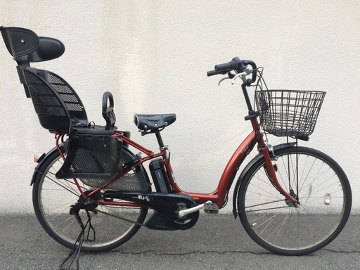 地域限定送料無料　ブリヂストン　ボーテ　新基準　三人乗り　子供乗せ　赤茶色　ギュットプラス　ラフィーニ　神戸市　電動自転車