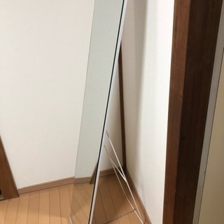 【取りに来られる方限定】スタンドミラー ホワイト 幅30cm×奥...
