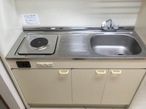 中古ミニキッチン！未使用換気扇をサービスします。