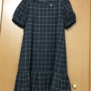 チェック ウールひざ丈ワンピース