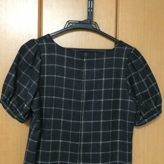 チェック ウールひざ丈ワンピースの画像