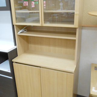 無印良品 木製カップボード  食器棚 SE87HO ワゴン付レン...