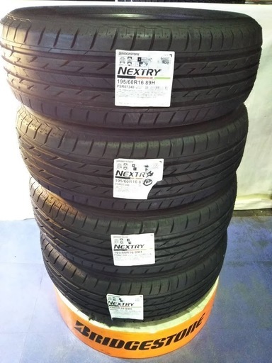 夏4本【新品】一番人気の ブリヂストン【日本製】BS ネクストリー NEXTRY 195/60R16 展示/未使用 【富山市】セレナ イスト ウイッシュ 等