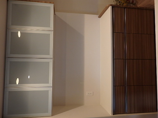 タカラスタンダード　カップボード　バックキャビネット収納　W1600　上下棚　人工大理石