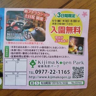 城島高原パーク割引券の画像