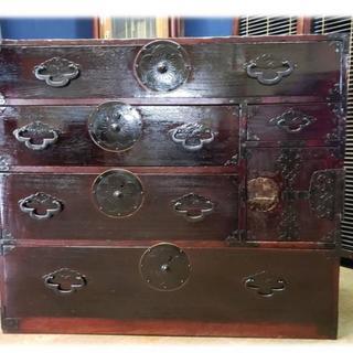 【Ｄ11 欅材 時代箪笥 丸金具 アンティークチェスト】
