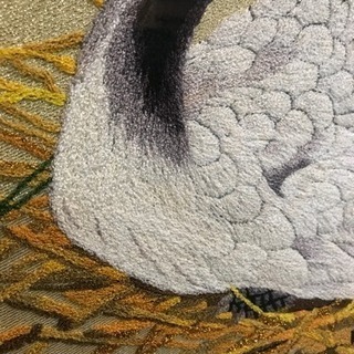 鶴の刺繍 掛け絵の画像