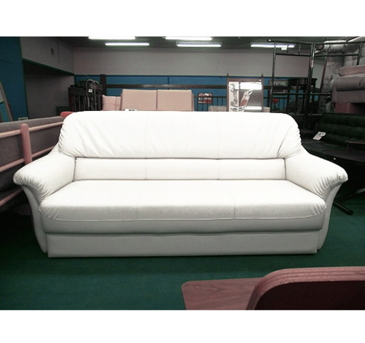札幌【真っ白い2.5人掛けカウチソファ】幅180cm 塩系 かため ホワイト 合皮製 ソファー 本郷通店