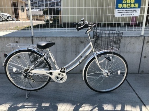 6段変速 26インチ シティサイクル ママチャリ シルバー