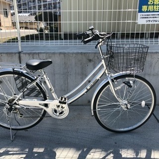 6段変速 26インチ シティサイクル ママチャリ シルバー