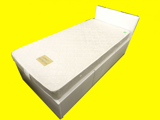 収納引き出し付き ホワイト シングルベッド マットレス付  ☆ PayPay(ペイペイ)決済可能 ☆ 札幌市 北区 屯田