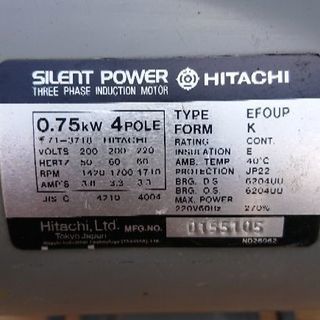 三相200V 0,75kw モーターの画像
