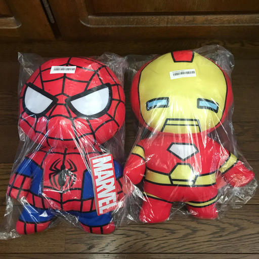 全2種セット スパイダーマン\u0026アイアンマン プレミアム光る！ぬいぐるみ MARVEL