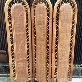 ラタン衝立 3連タイプ　＃家具の画像