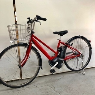 赤 シティタイプ 電動アシスト自転車 バスケット付きバッテリー12.3ah ヤマハ パス シティ 現行車 最新式 27インチ 12.3ah 電動自転車 電動