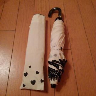 傘　白に黒のハートがかわいいの画像