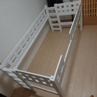 木製2段ベッド(白色に塗装)マット全てセット