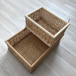 【お譲り先決定しました】無印良品★重なるブリ材長方形バスケット2...