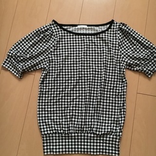 半袖 トップス【新品・未使用】白黒チェックの画像