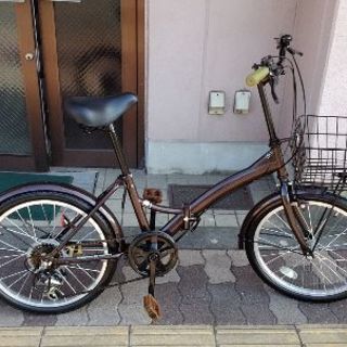 20吋 折り畳み自転車 外装6段/ブラウン