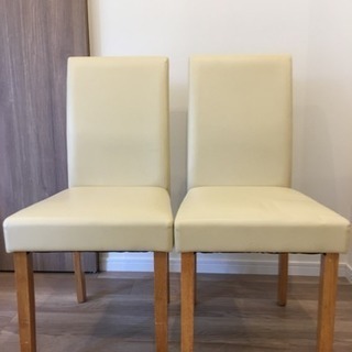 木製合皮椅子2個セットの画像