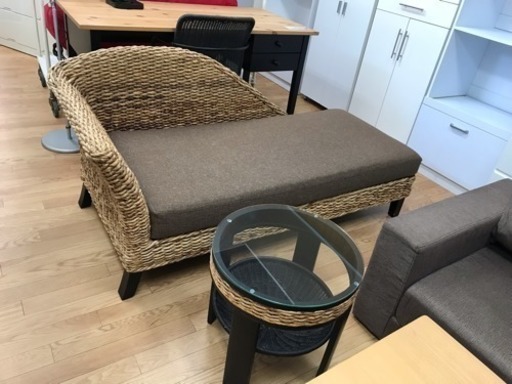 【リサイクルサービス八光　田上店　配達・設置OK】籐製　2人掛けソファ　テーブルセット