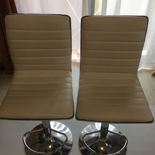 カウンターチェア ホワイト×2