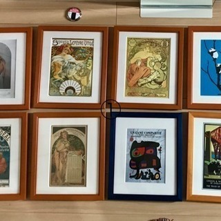 額縁17点セット、ミュシャ他 アートフレームの画像