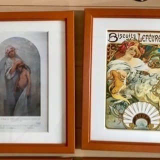 額縁17点セット、ミュシャ他 アートフレームの画像