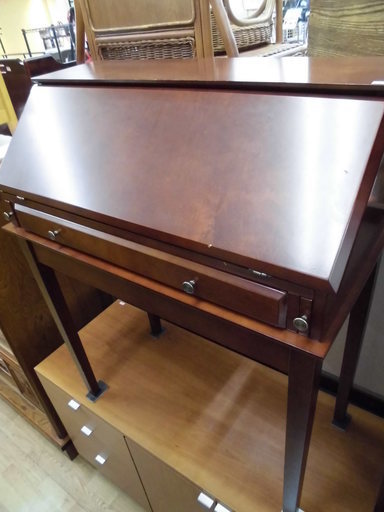 モダンなライティングデスク 書斎机 引き出し付き ブラウン　西岡店