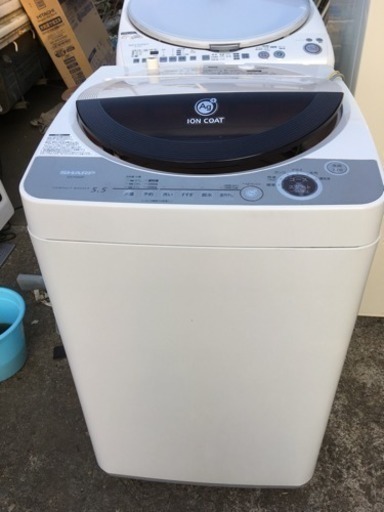 【中古品】SHARP　シャープ 全自動洗濯機5.5kg ES-FG55F-C ※2007年製　クリーニング済み