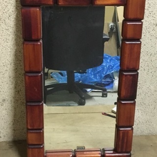 壁掛けミラー 姿見 鏡 インテリア 木製枠 幅42cm×高さ72...